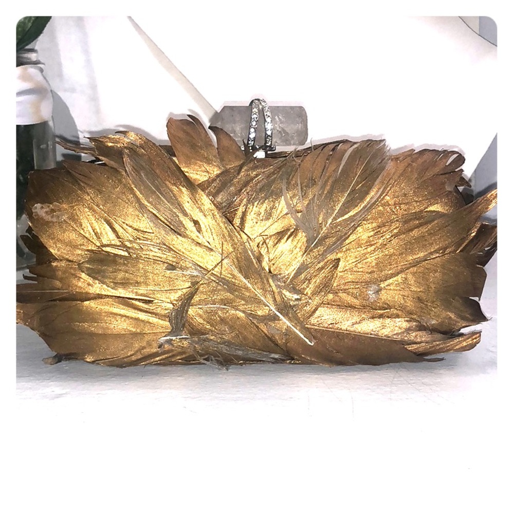 Vintage Marchesa Gold-Dipped Feather Clutch